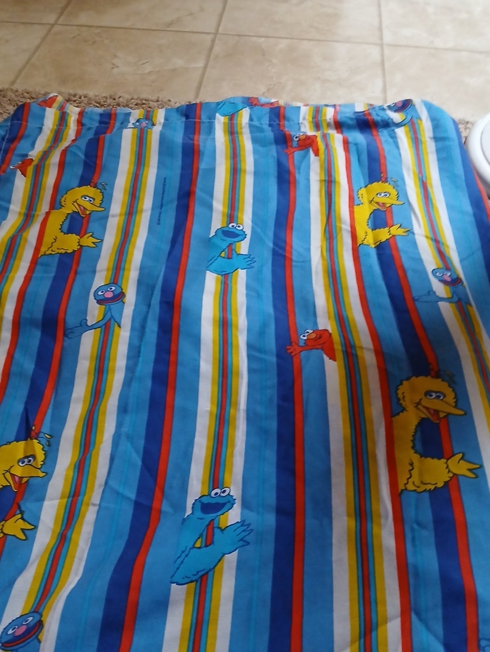 Sesame Street Blue Multi-Stripe Kids Bedding with Character Motifs